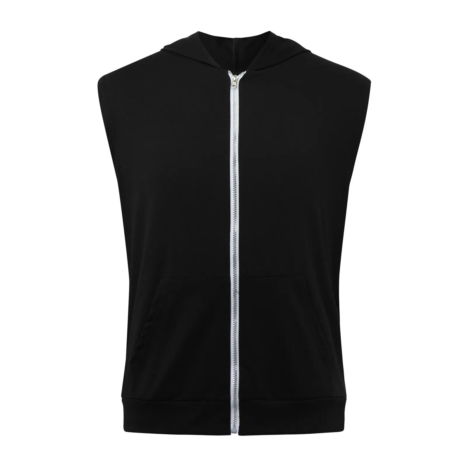 Lizard Vigilante Men's Workout Hooded Tank Tops - Zip-Up Sleeveless Gym Shirt Muscle T-Shirt for Bodybuilding, Summer Casual Vest