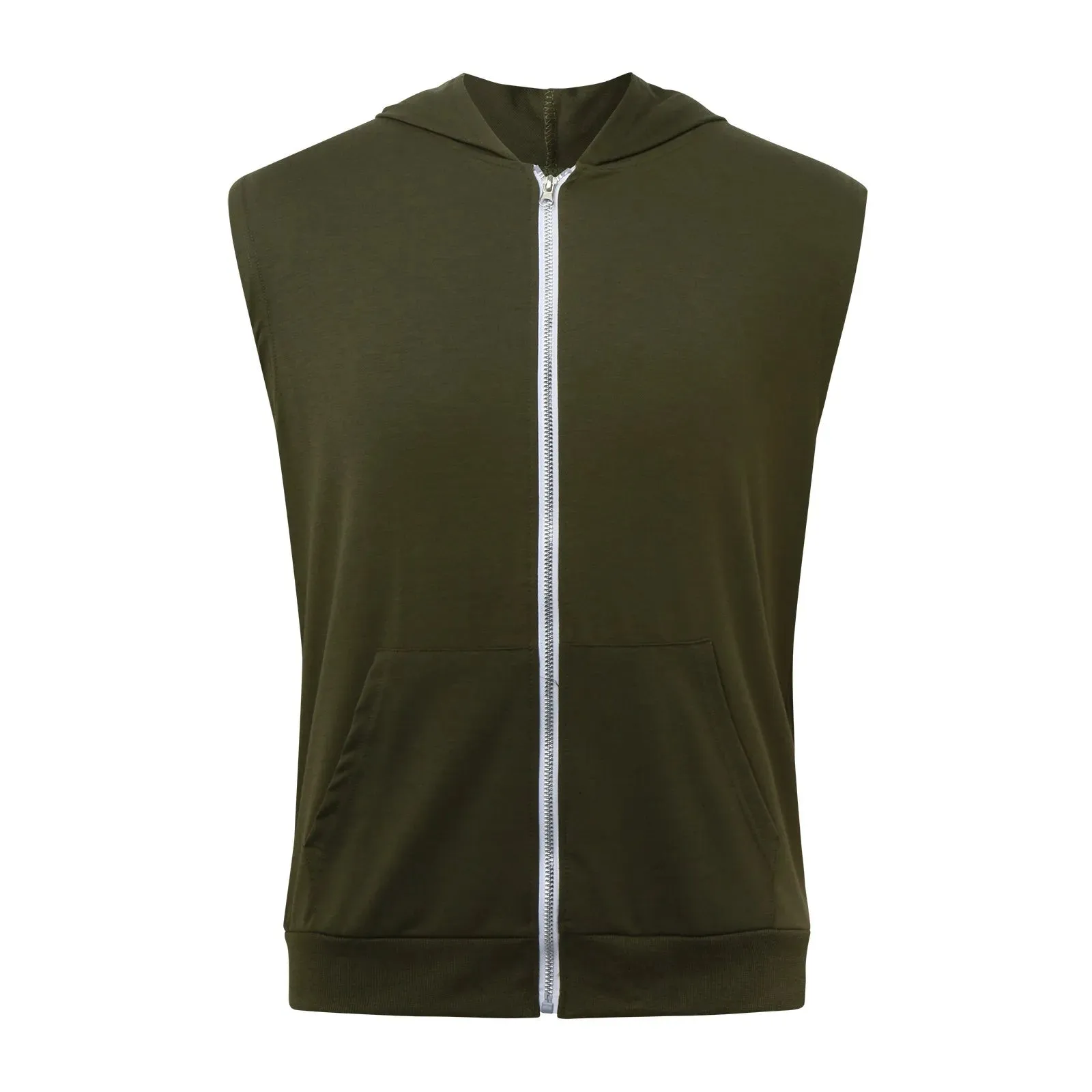 Lizard Vigilante Men's Workout Hooded Tank Tops - Zip-Up Sleeveless Gym Shirt Muscle T-Shirt for Bodybuilding, Summer Casual Vest