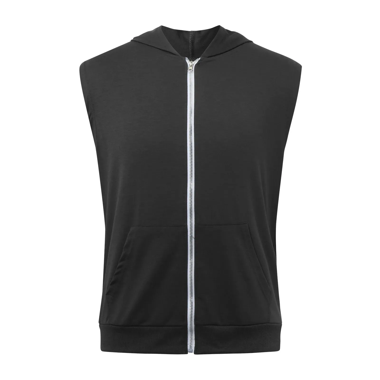 Lizard Vigilante Men's Workout Hooded Tank Tops - Zip-Up Sleeveless Gym Shirt Muscle T-Shirt for Bodybuilding, Summer Casual Vest