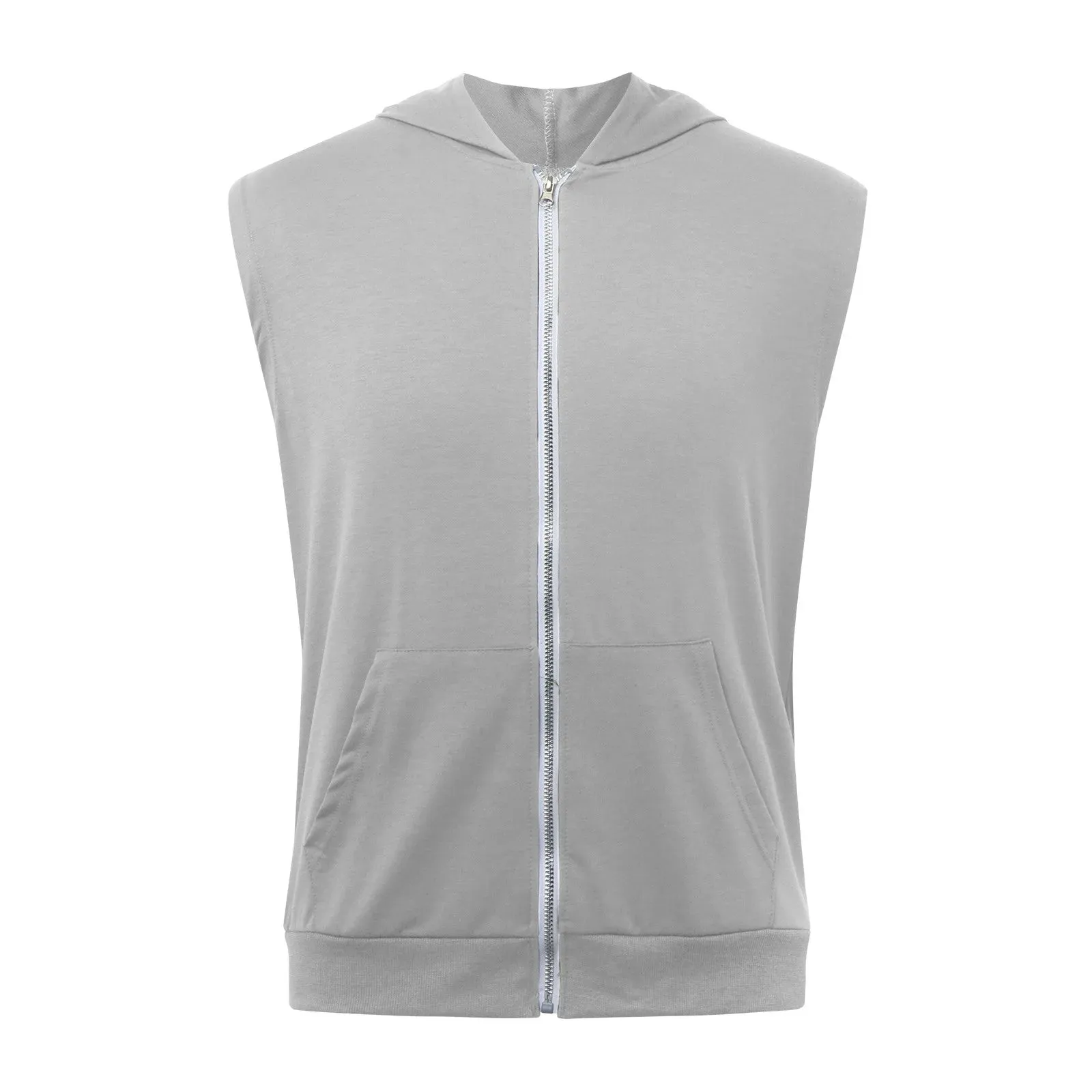 Lizard Vigilante Men's Workout Hooded Tank Tops - Zip-Up Sleeveless Gym Shirt Muscle T-Shirt for Bodybuilding, Summer Casual Vest