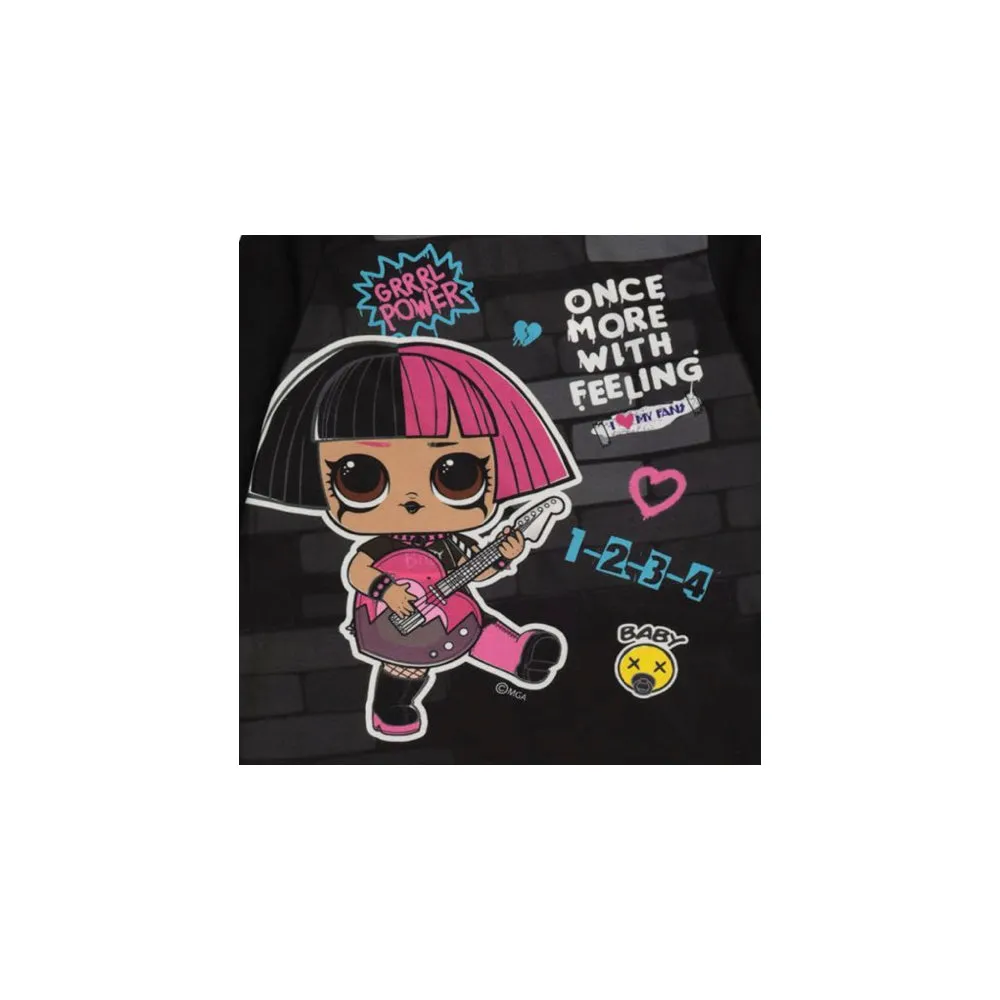 LOL Girls Pajama Set, Long Sleeve Top and Pants 2pc Fleece PJ Outfit, 4-10, Black