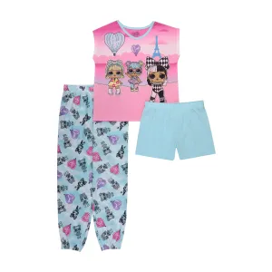 LOL Girls Pajamas Short Sleeve Kids PJs 3 Piece Set