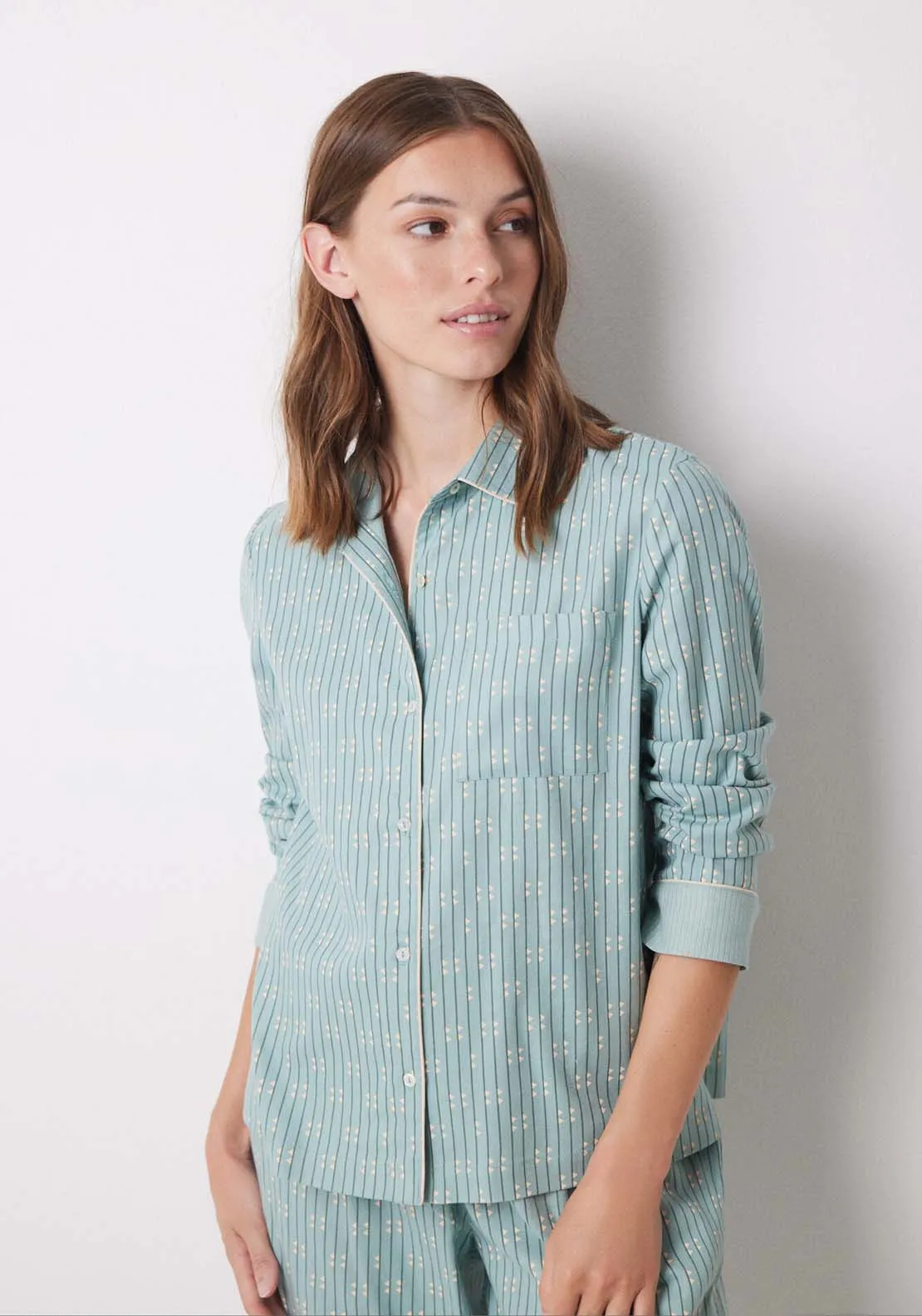 Long blue flannel shirt pajamas - Blue