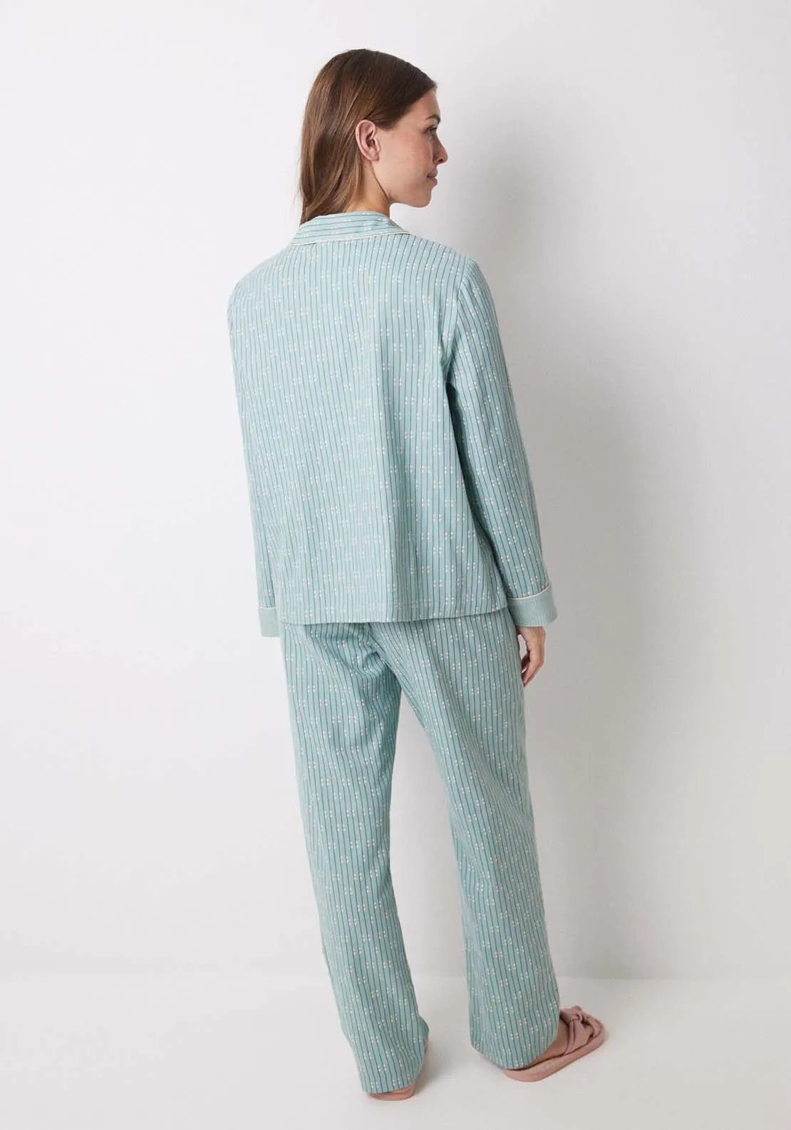 Long blue flannel shirt pajamas - Blue