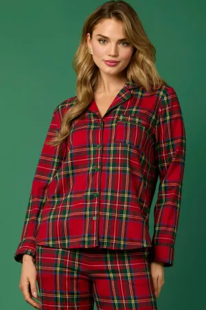 Long Sleeve Christmas Plaid Pajama, Top Only