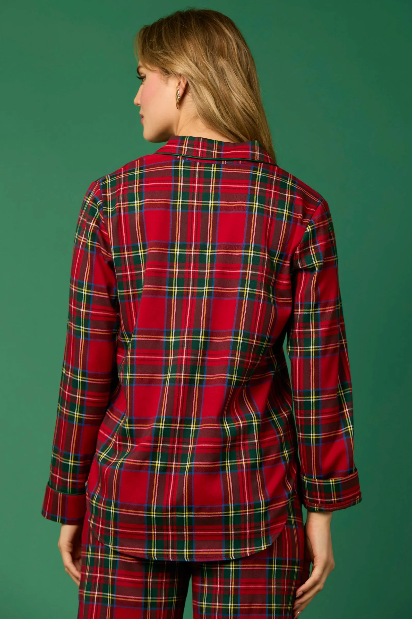Long Sleeve Christmas Plaid Pajama, Top Only