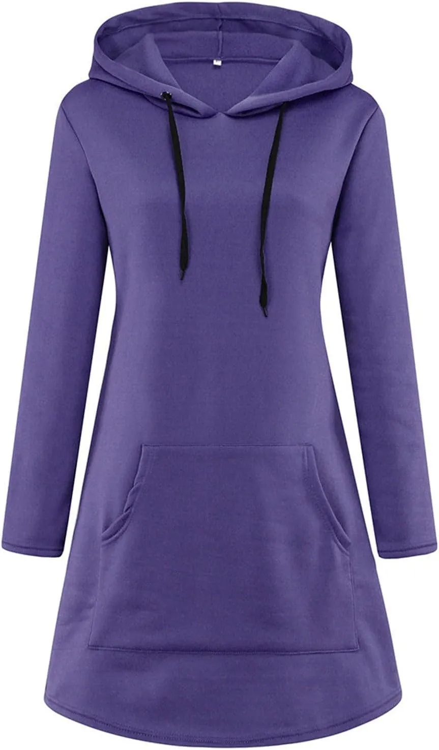Long Sleeve Dress for Women Lightweight Kangaroo Pocket Hoodie Dress Fall Hoode Sweatshirts Dress for Women