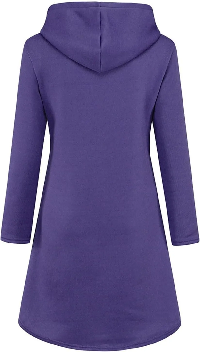 Long Sleeve Dress for Women Lightweight Kangaroo Pocket Hoodie Dress Fall Hoode Sweatshirts Dress for Women