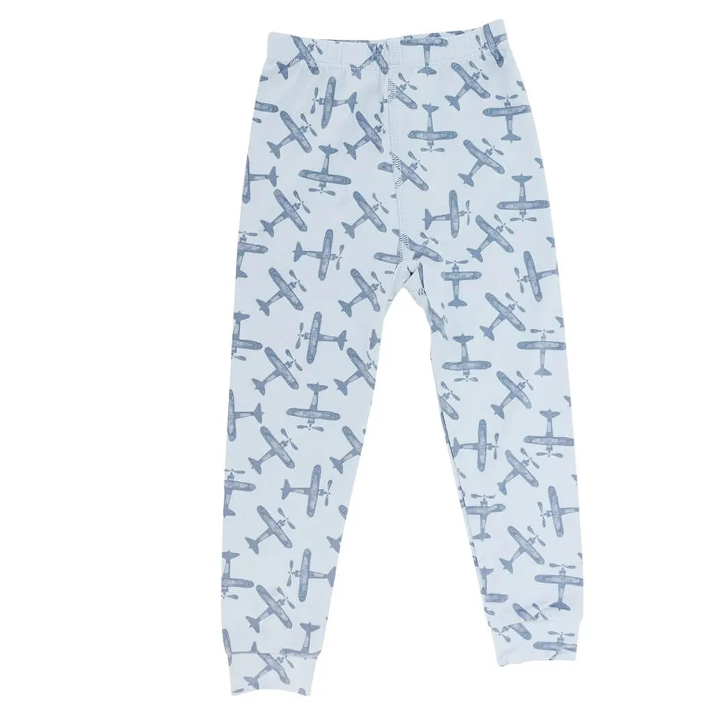 Long Sleeve Pajama Set Airplane Blue