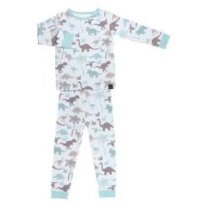Long Sleeve Pajama Set Blue Dino