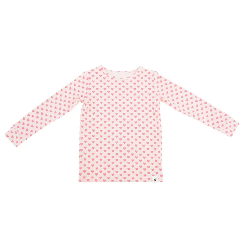 Long Sleeve Pajama Set Pink Hearts