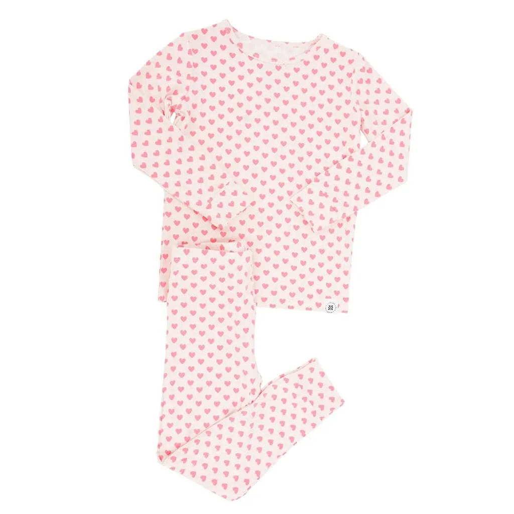 Long Sleeve Pajama Set Pink Hearts