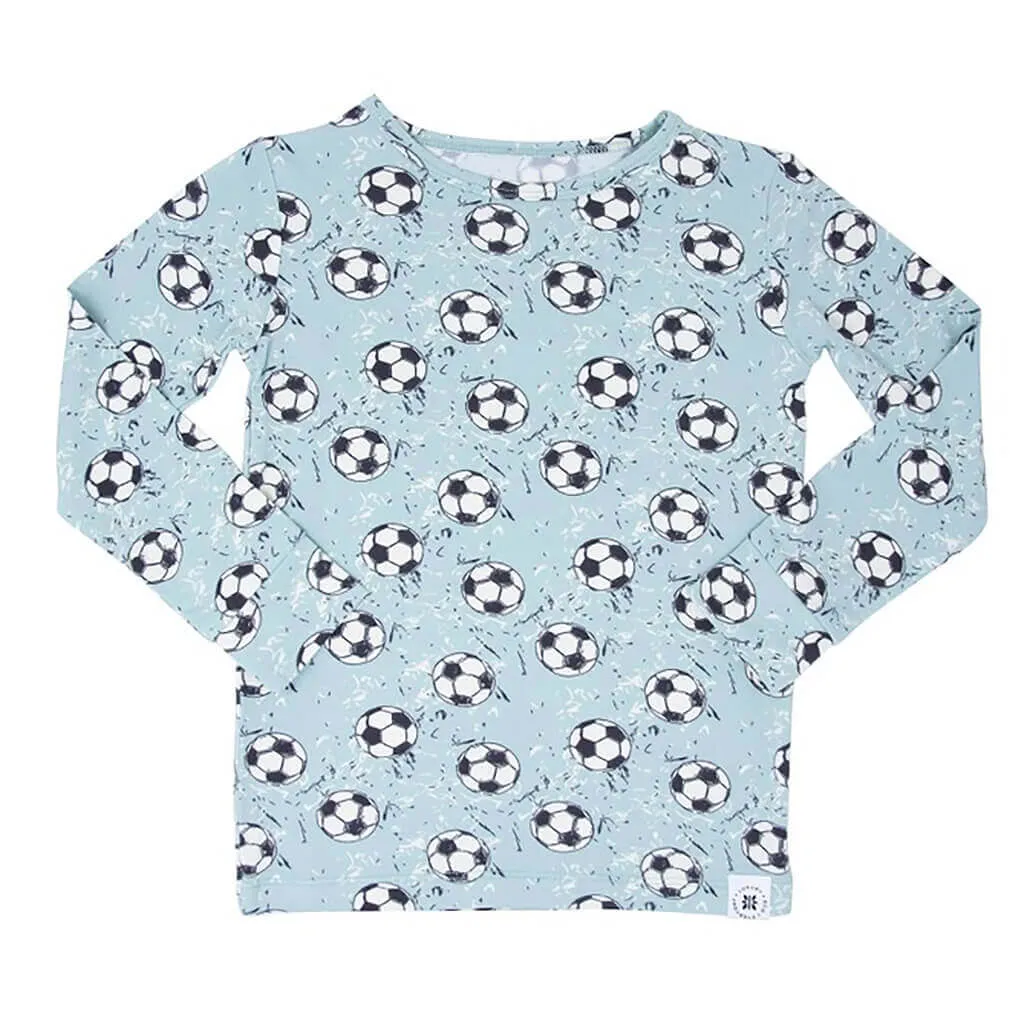 Long Sleeve Pajama Set Soccer Teal