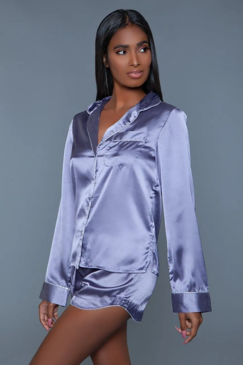 Long Sleeve Satin Sleepwear Set