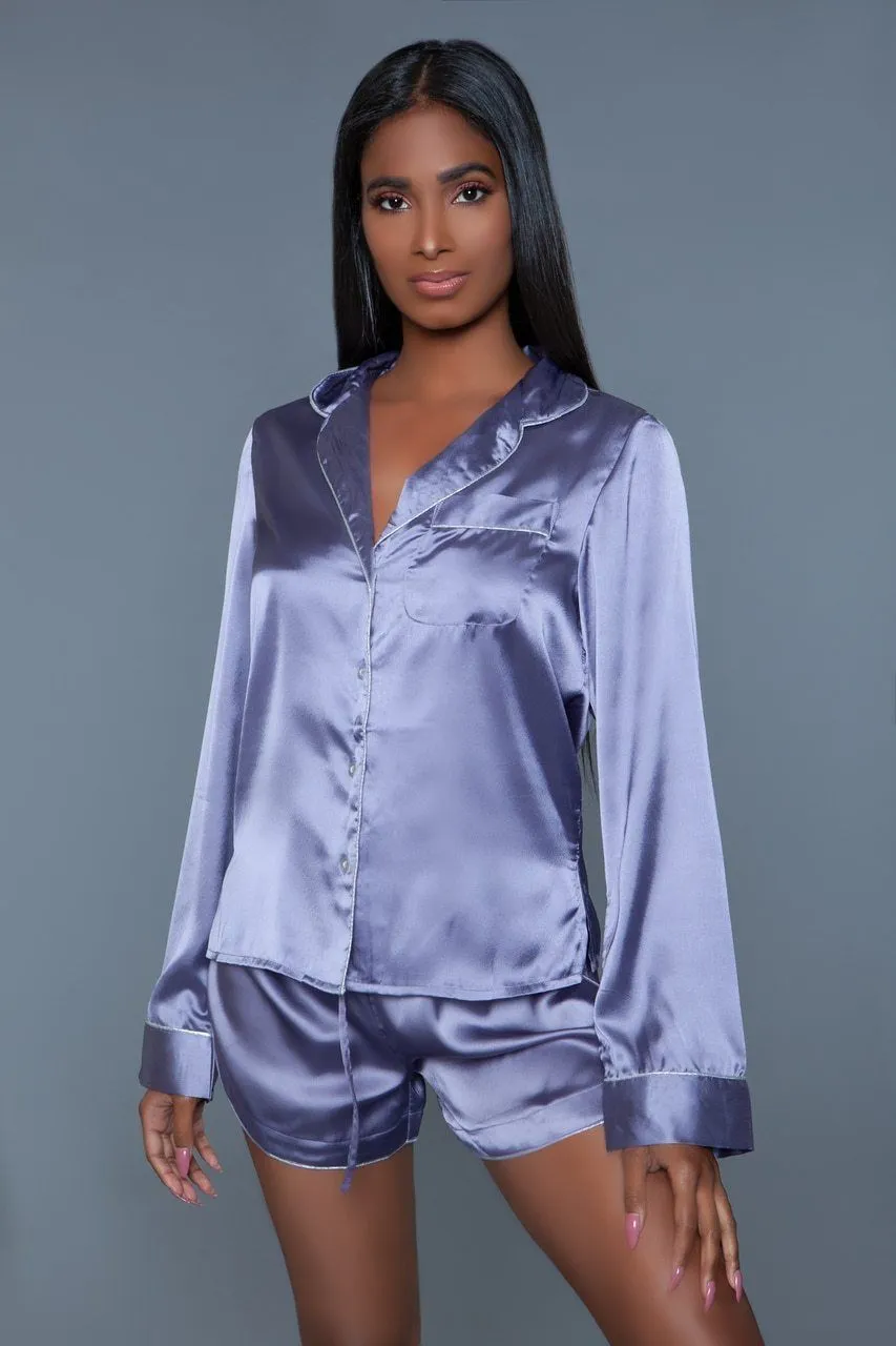 Long Sleeve Satin Sleepwear Set