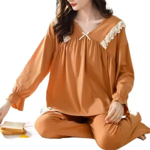 Long-sleeved Women's Pajamas Spring and Autumn Can Be Worn Outside Thin Mother's Casual Home Wear Set