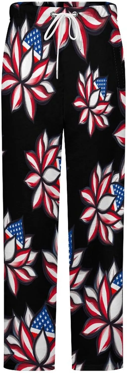 Lotues Us Flag Women's Pajama Pants Fleece Warm Pj Bottoms Sleepwear Lounge Pants Loungewear