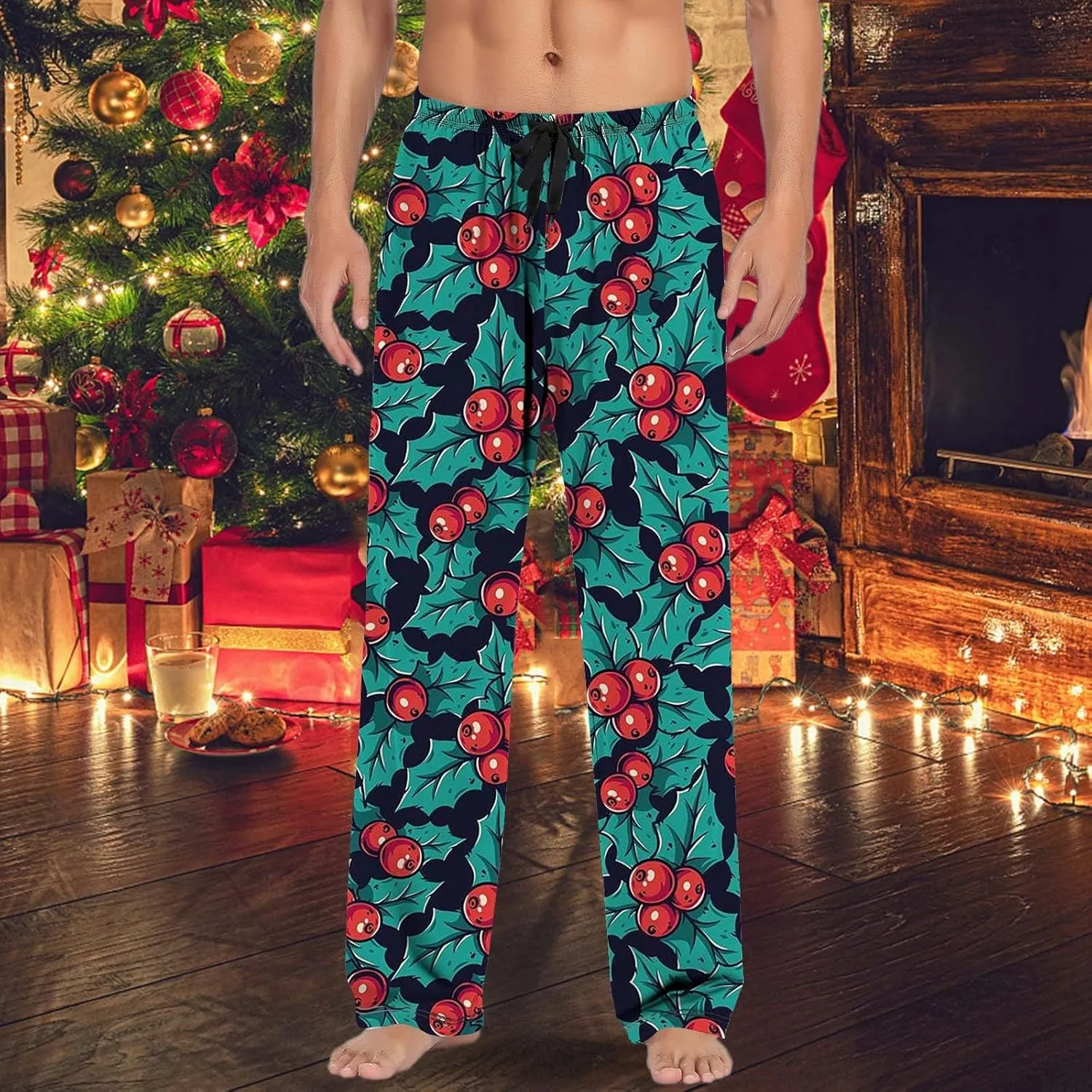 Lounge Pants Men Casual Pants Pajama Pants with Drawstring and Pockets Mens Sleep Pants Mens Black Pants Buffalo