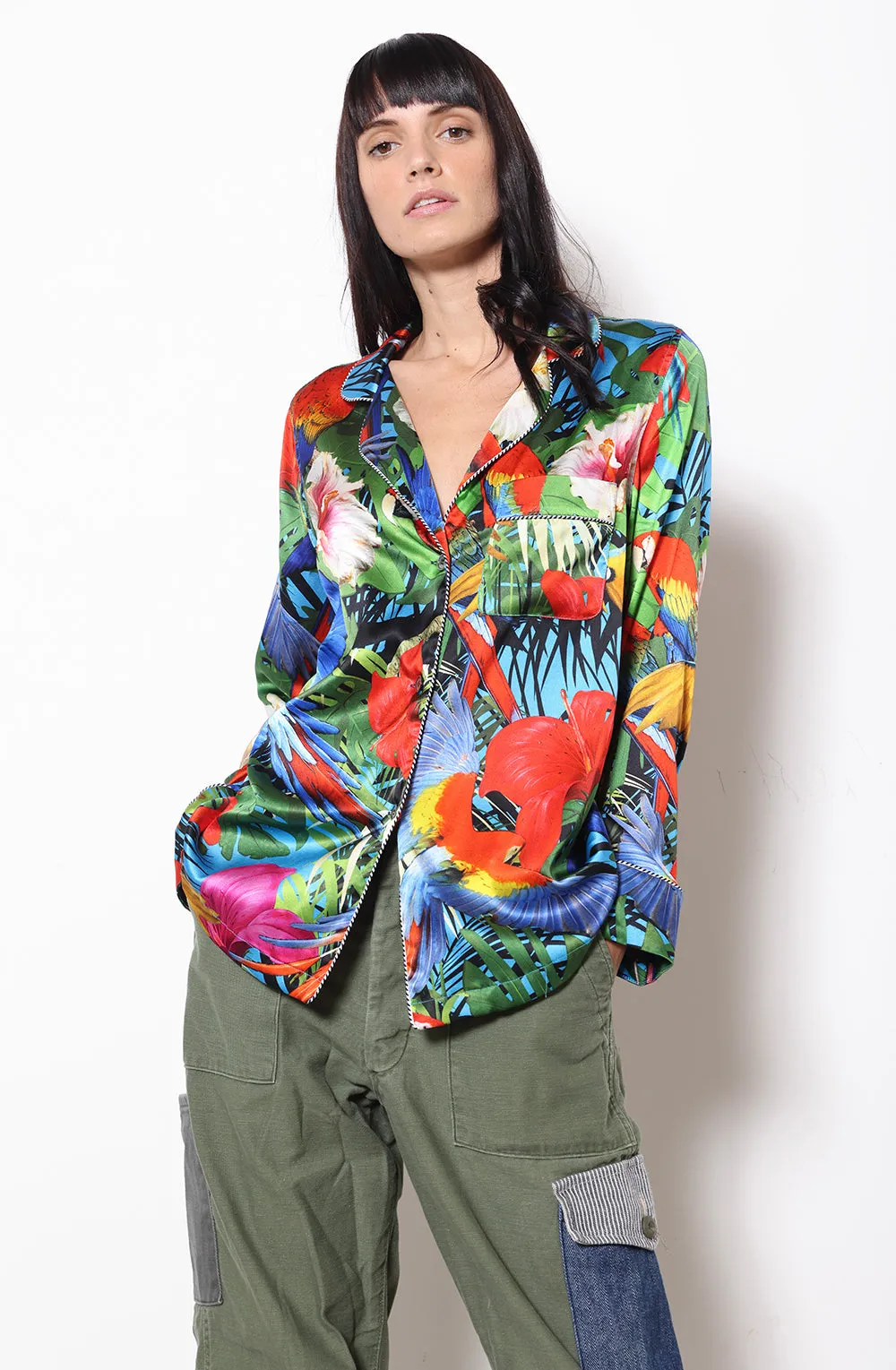 Lounge Set   Parrot Stretch Silk