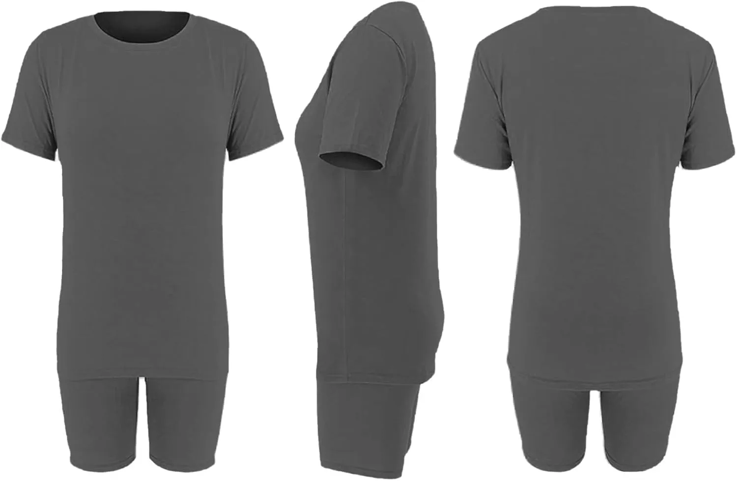Lounge Sets for Women 2 Piece Casual Short Sleeve Crewneck Tshirts and Workout Shorts Solid Athletic Two Piece Set