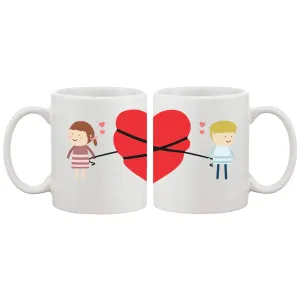 Love Connecting Couple Mugs Cute Graphic Design Coffee Mug Cup 11 oz