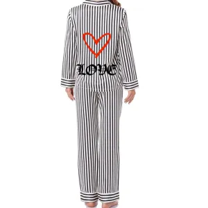 Love Drip Pajama Set Black White L/S