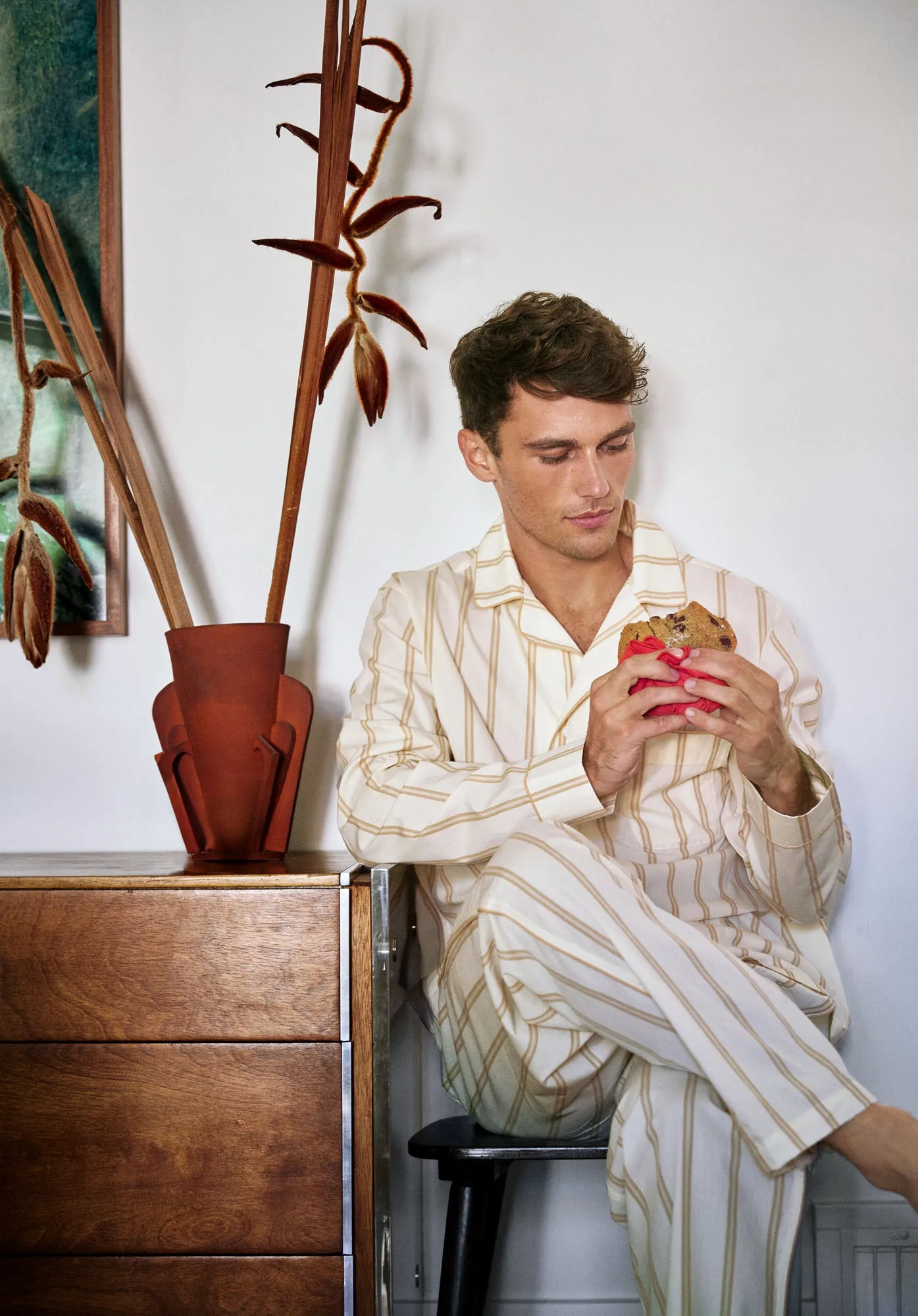 Lowell Pajama Set in Sand & Cream Stripe