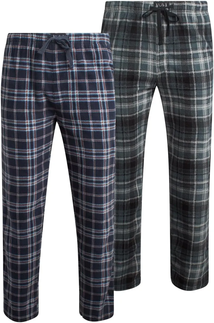 Lucky Brand Men's Pajama Pants - 2 Pack Lightweight Casual Plaid Lounge Pants - Soft Fleece Sleep Pants for Men (Sizes: S-XL)