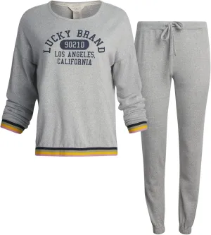 Lucky Brand Women's Super Soft Hacci Long Sleeve and Pant Lounge Set