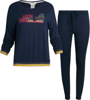 Lucky Brand Women's Super Soft Hacci Long Sleeve and Pant Lounge Set