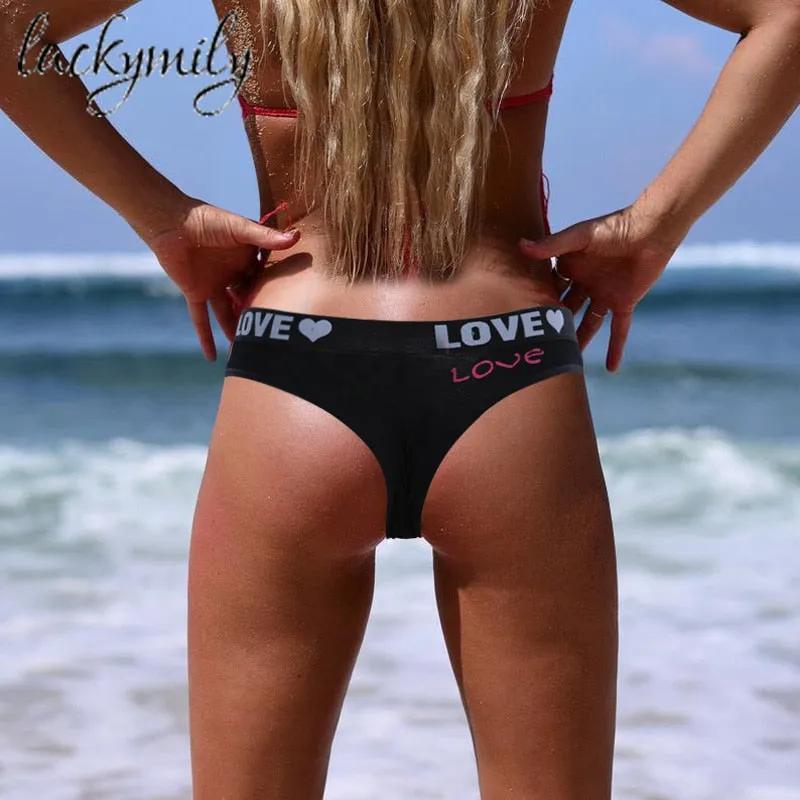 luckymily Sexy Underwear Women's Briefs Letter Low Waist Panties Thongs Women Lingerie Seamless Underpants Women Intimates Femme