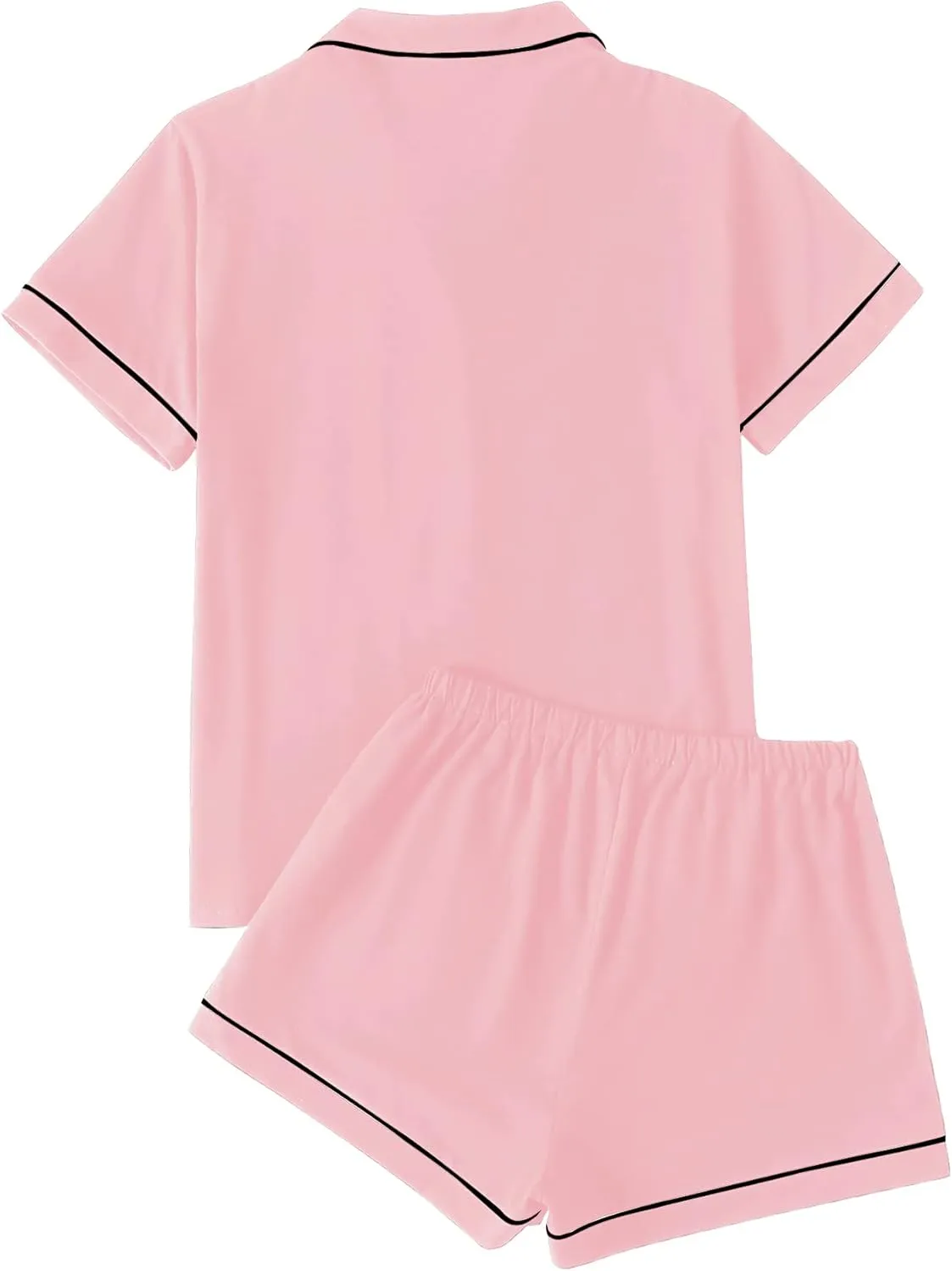 LYANER Women's Pajamas Set Heart Print Button Short Sleeve Shirt with Shorts Sleepwear PJs Set