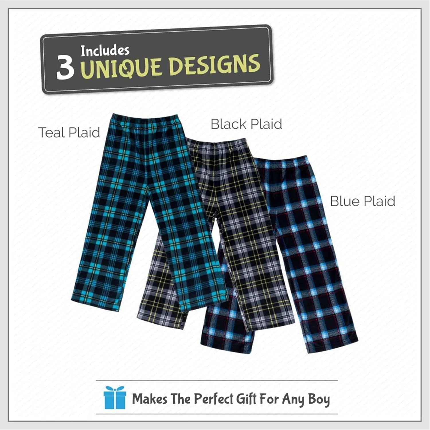 Mad Dog Concepts Boys Pajama Pants - Soft Micro Fleece PJ Bottoms for Kids Printed Plaid Design Boy's Sleepwear Size 620 3PK