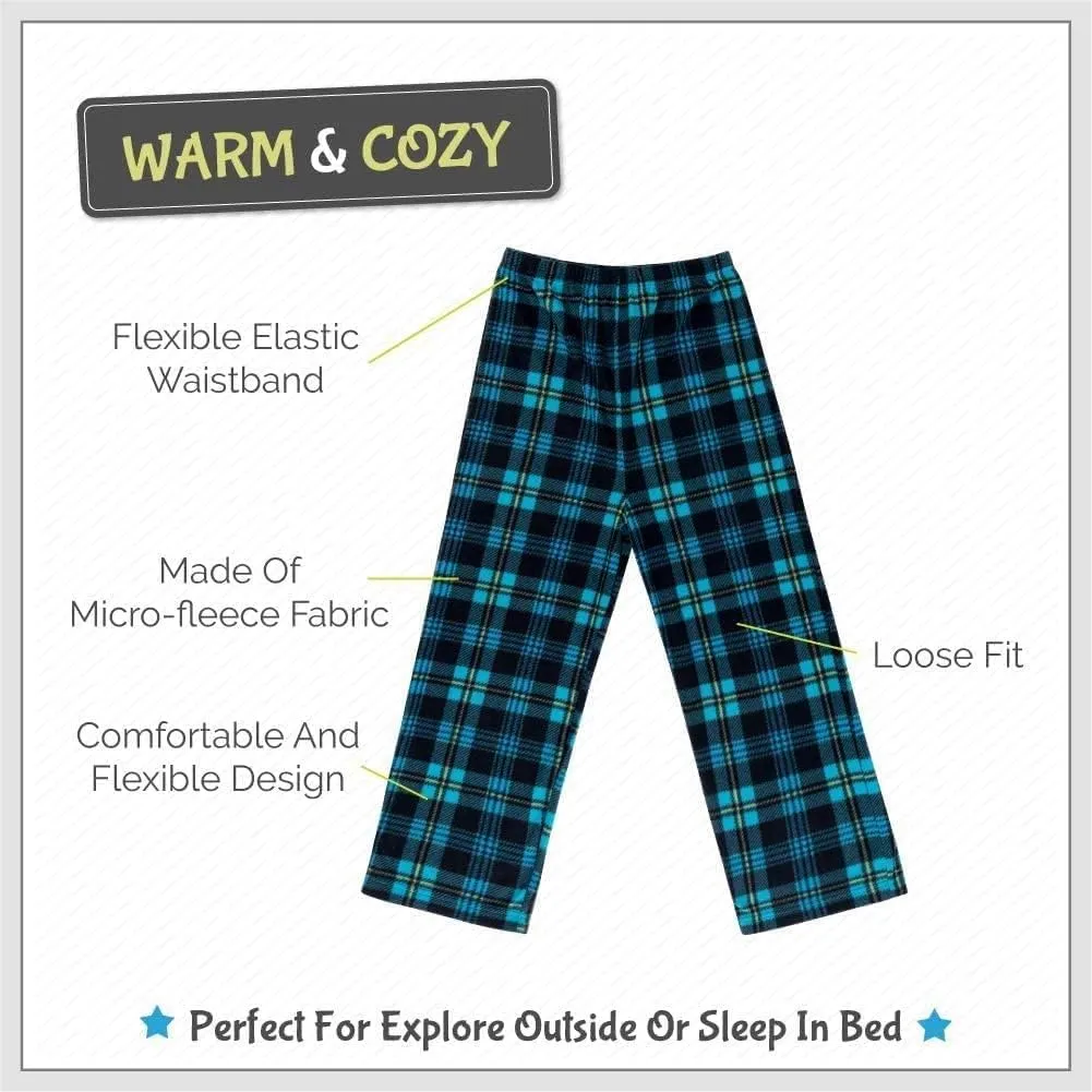 Mad Dog Concepts Boys Pajama Pants - Soft Micro Fleece PJ Bottoms for Kids Printed Plaid Design Boy's Sleepwear Size 620 3PK