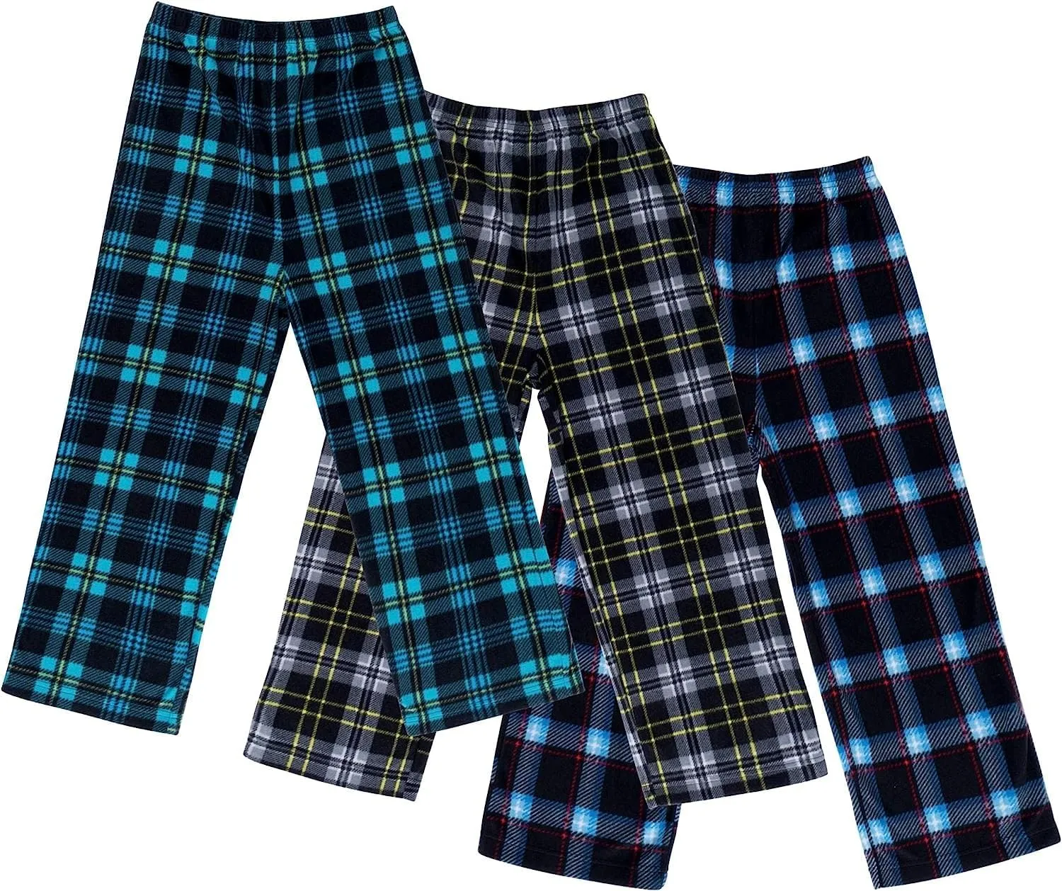 Mad Dog Concepts Boys Pajama Pants - Soft Micro Fleece PJ Bottoms for Kids Printed Plaid Design Boy's Sleepwear Size 620 3PK