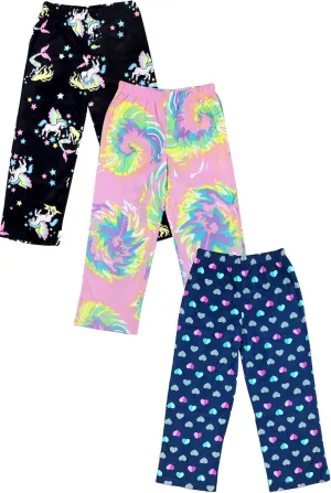Mad Dog Girl's Pajama Pants - 2/3 Pack, Soft Micro Fleece Fashion Sleepwear Lounge. Sizes: 6-16