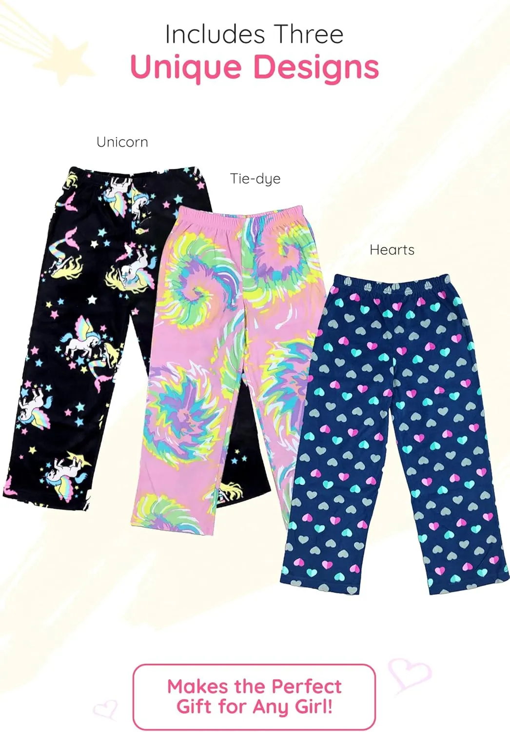 Mad Dog Girl's Pajama Pants - 2/3 Pack, Soft Micro Fleece Fashion Sleepwear Lounge. Sizes: 6-16
