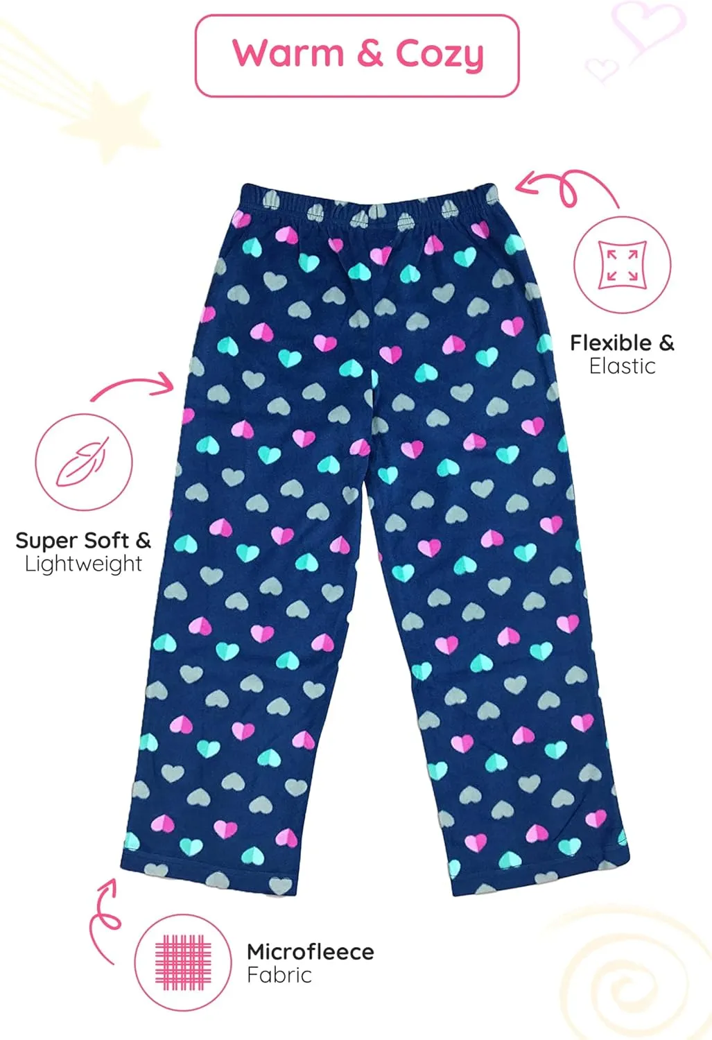 Mad Dog Girl's Pajama Pants - 2/3 Pack, Soft Micro Fleece Fashion Sleepwear Lounge. Sizes: 6-16