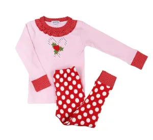 Magnolia Baby Candy Cane Applique Pajama Set