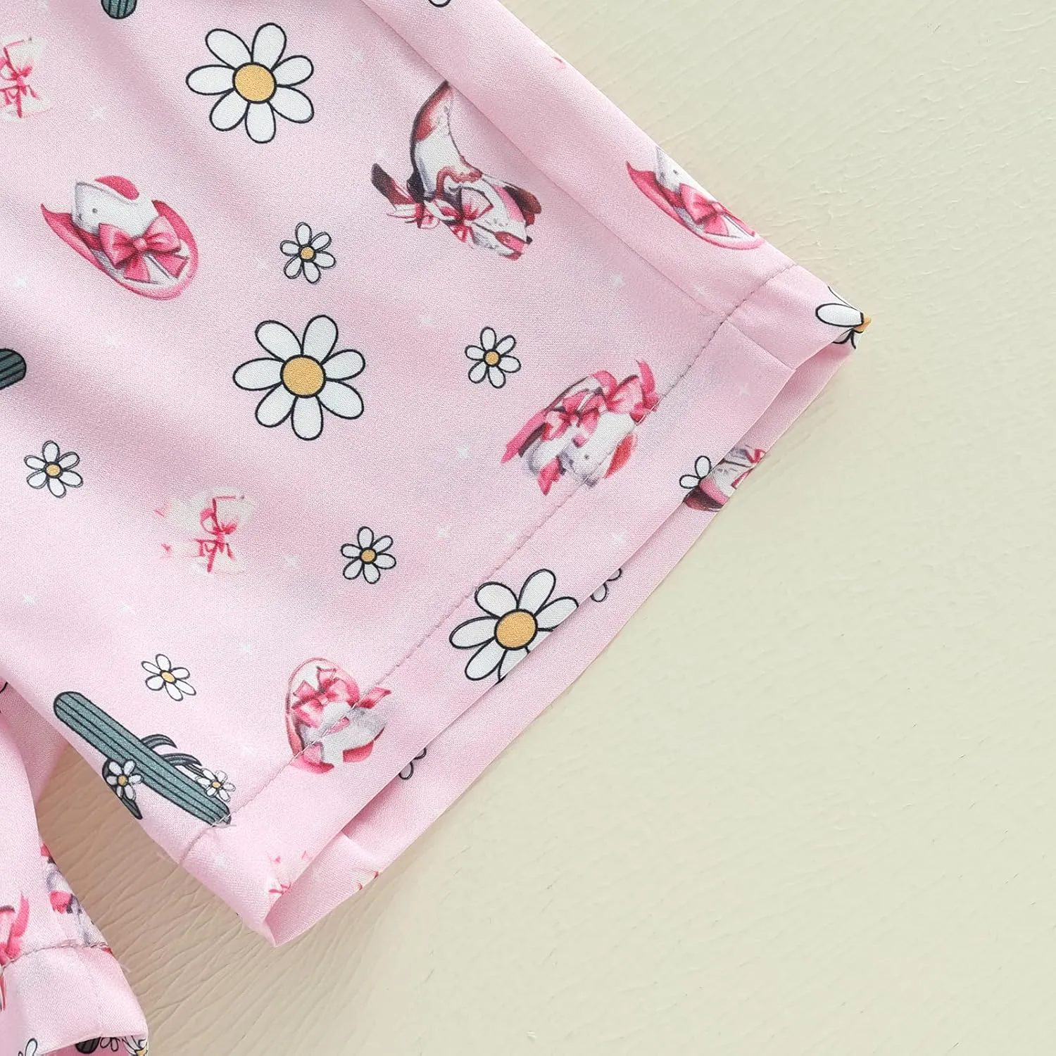 MAINESAKA Toddler Baby Girl Satin Pajama Set 2Piece Silk Pjs Western Sleepwear Long Sleeve Button Down Top And Shorts Pajamas