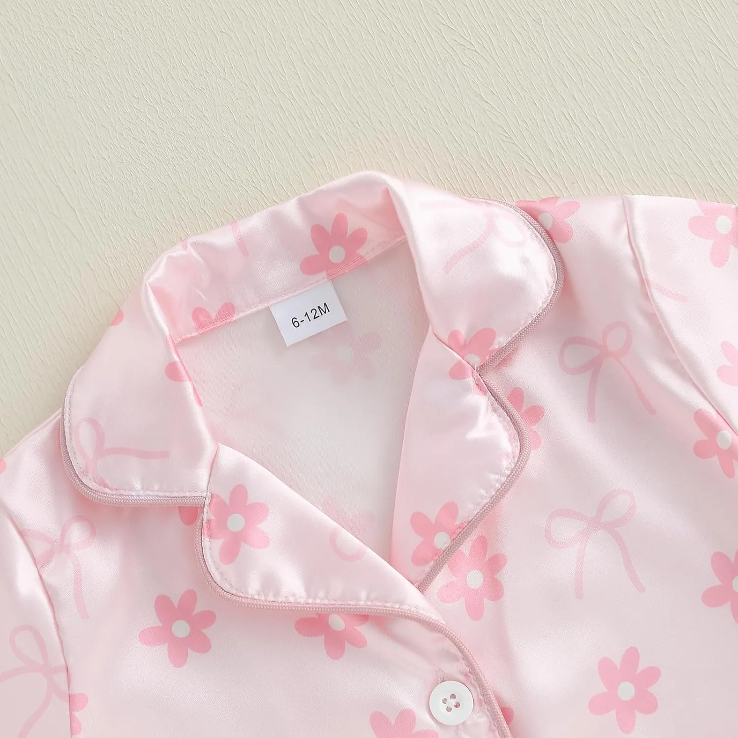MAINESAKA Toddler Girl Summer Pajamas Baby Satin Pajama Set 2 Piece Button Down Pjs Short Sleeve Top And Shorts Sleepwear