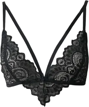 Maiyifu-GJ Women Two Piece Lingerie Set Floral Lace Strap Bralette Bra and Panty Sets Sexy Hollow Out Push Up Underwear Set