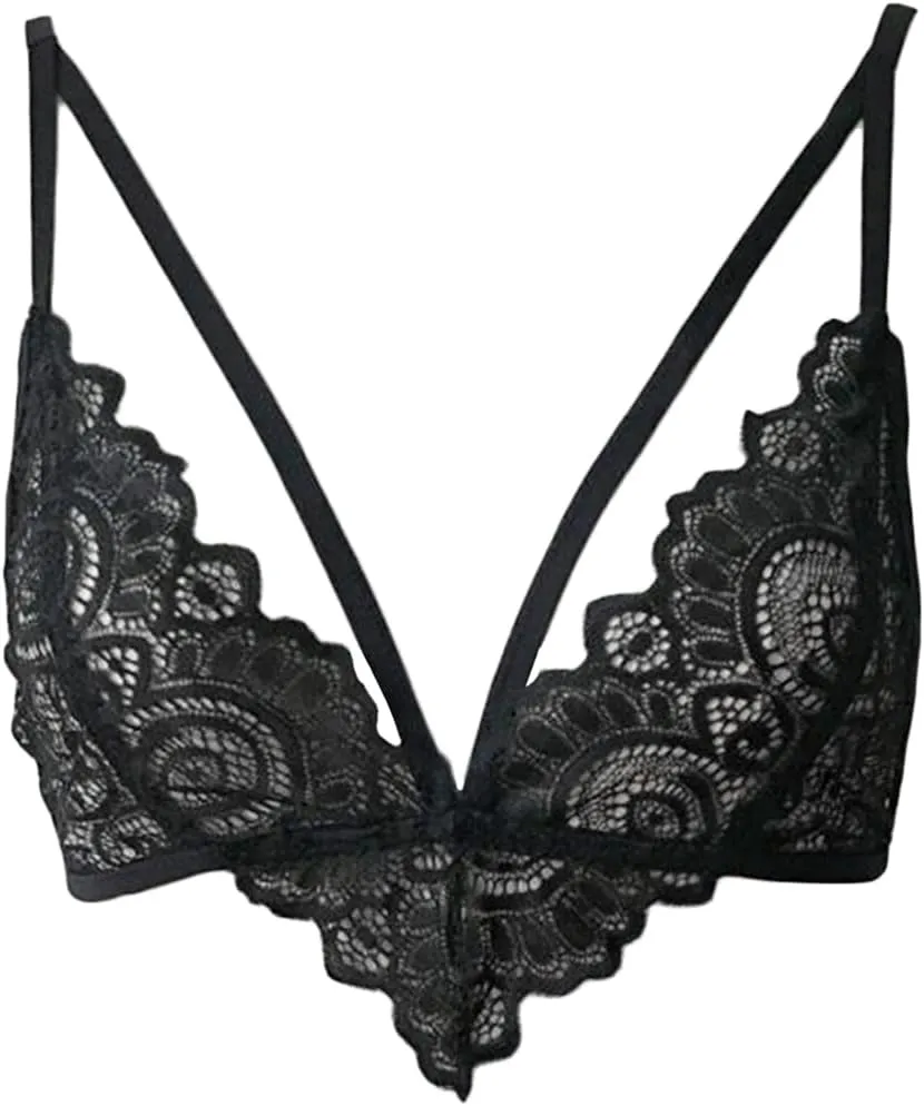 Maiyifu-GJ Women Two Piece Lingerie Set Floral Lace Strap Bralette Bra and Panty Sets Sexy Hollow Out Push Up Underwear Set