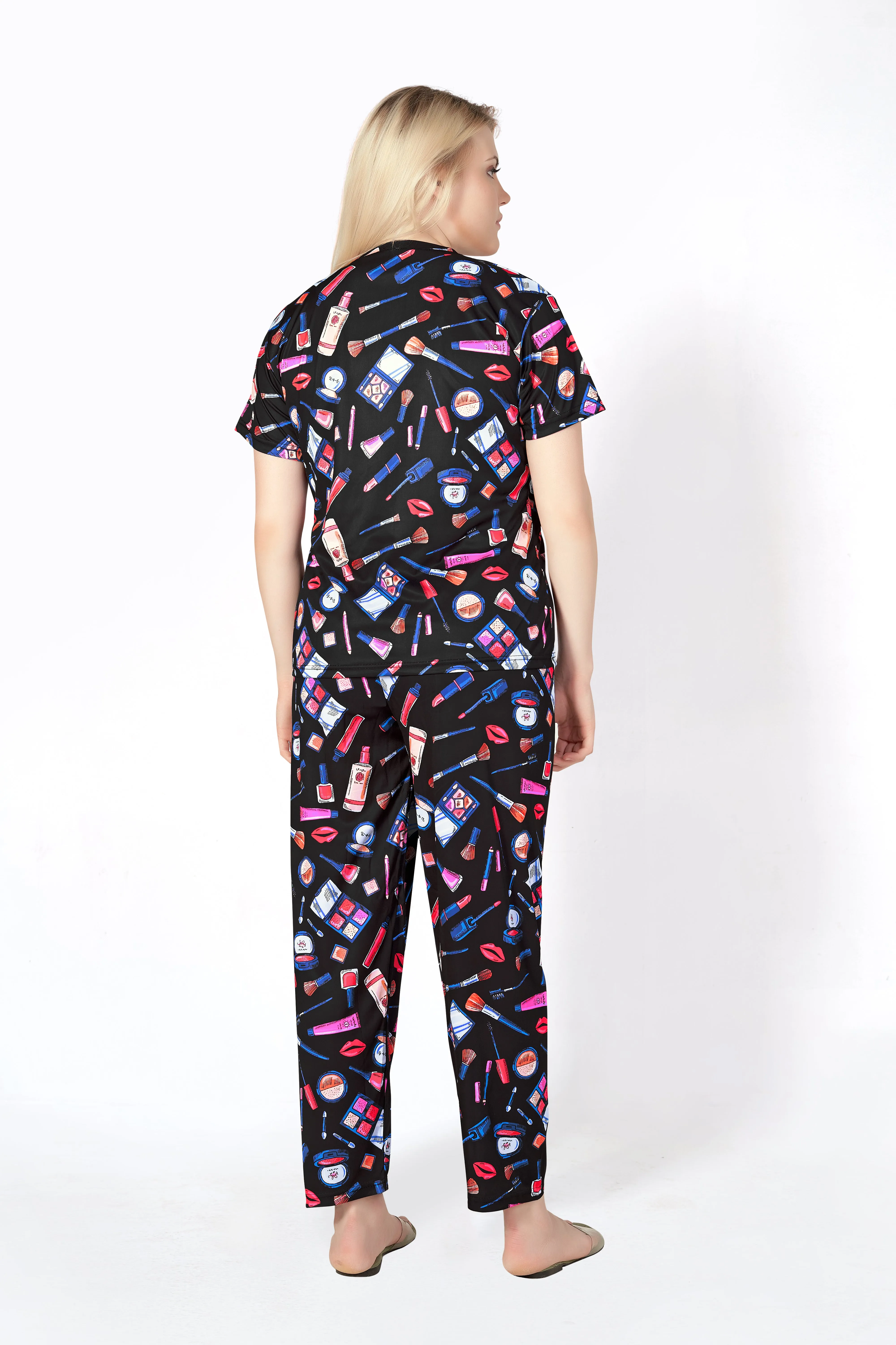 Makuap-Kit Print T-shirt And Long Pajama Set