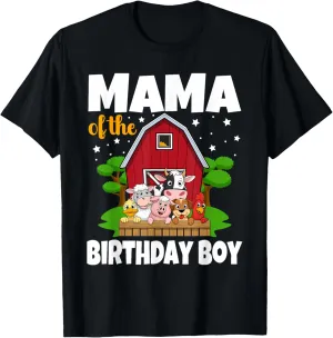 Mama Of The Birthday Boy Farm Animal Bday Party Celebration T-Shirt