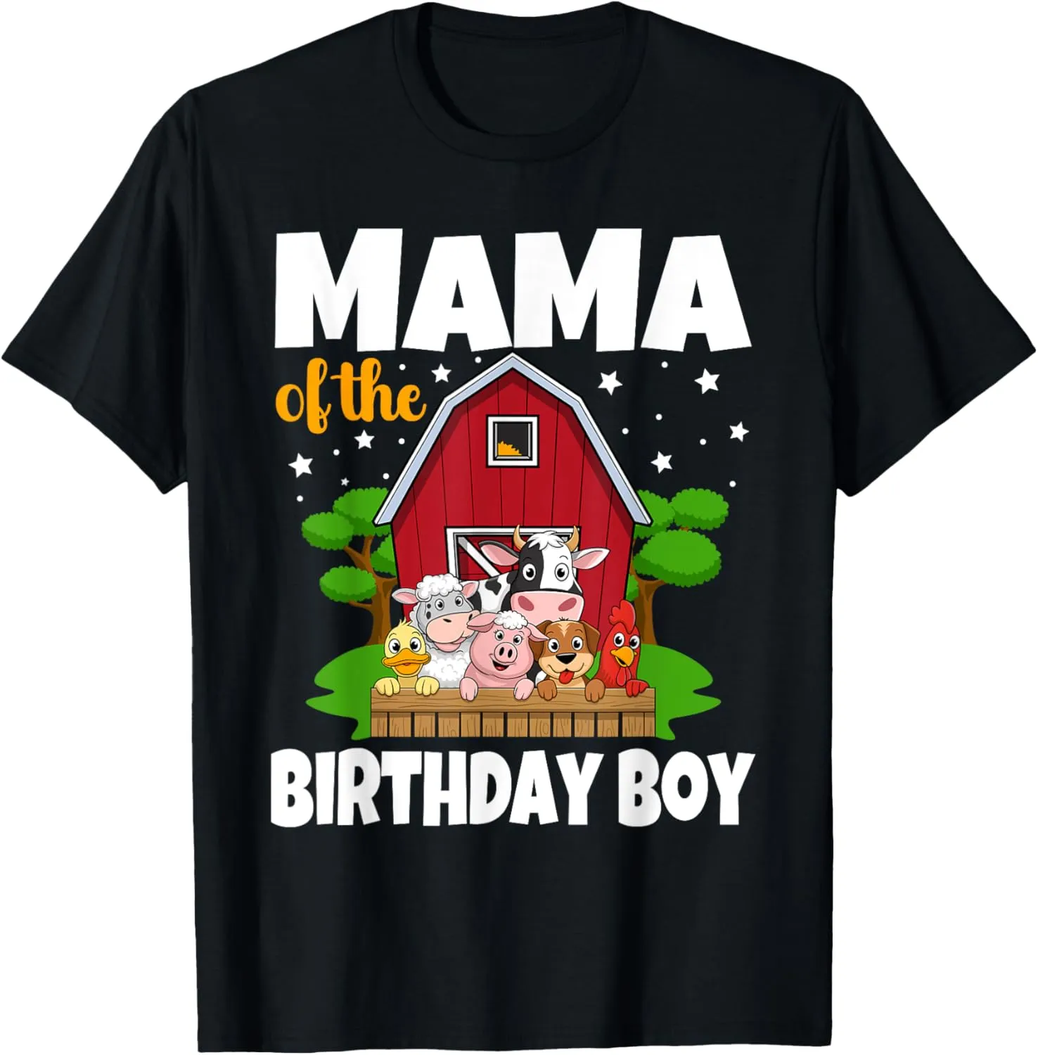 Mama Of The Birthday Boy Farm Animal Bday Party Celebration T-Shirt