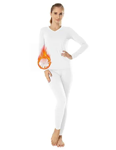 MANCYFIT Womens Thermal Underwear Long Johns Set with Fleece Lined Ultra Soft V Neck