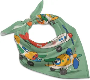 Many Cartoon Small Airplanes 18" Square Head Scarf Lightweight Silk Scarf for Women Soft Satin Head Scarves Large Neckerchief Fashion Bandanas Silk Headband Neck Satin Scarfs for Bag Hair Scarves Gift