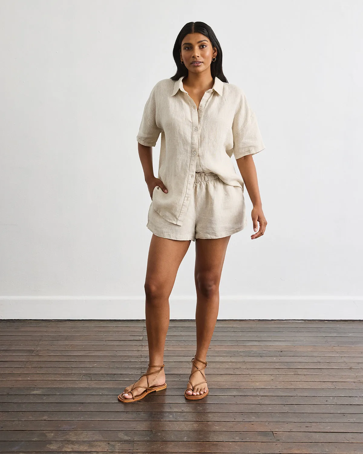 Marina Short Sleeve Shirt in Oatmeal