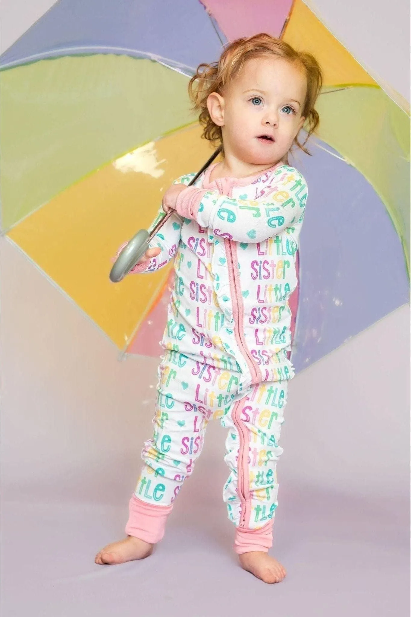 Matching Bamboo One-Piece Zipper Pajamas for Little Sisters